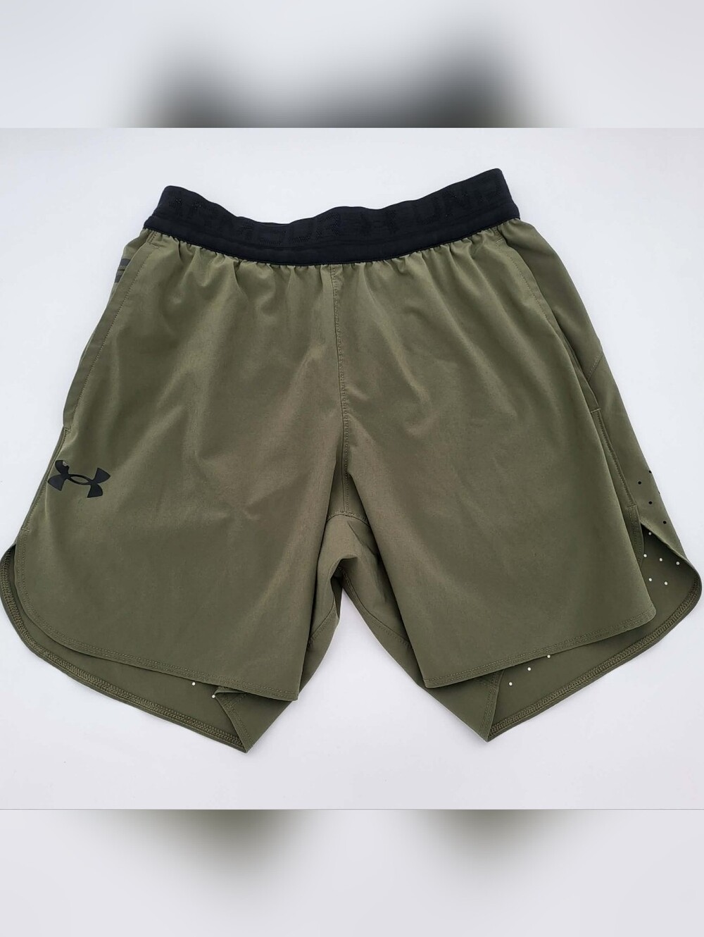 Under Armour Olive Green Athletic Shorts with Black Waistband